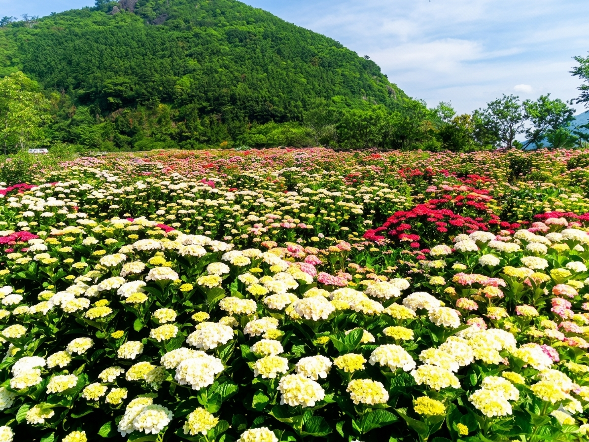 色鮮やかなアジサイ